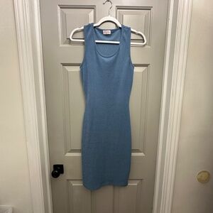 Pink Lily Blue Ribbed Tank Dress
